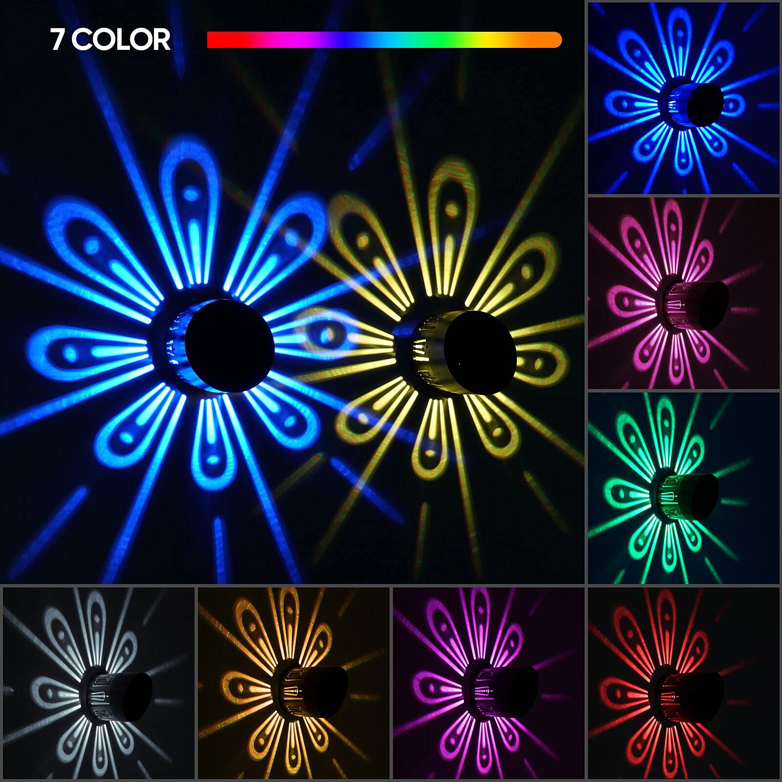 IUEECEN Solar Fence Lights Outdoor Decorative, Solar Deck Lights,Outside Garden Waterproof Steps Shadow Decoration Light,for Wall Patio Stair Yard Pathway Courtyard 7Colors Change 4Pack