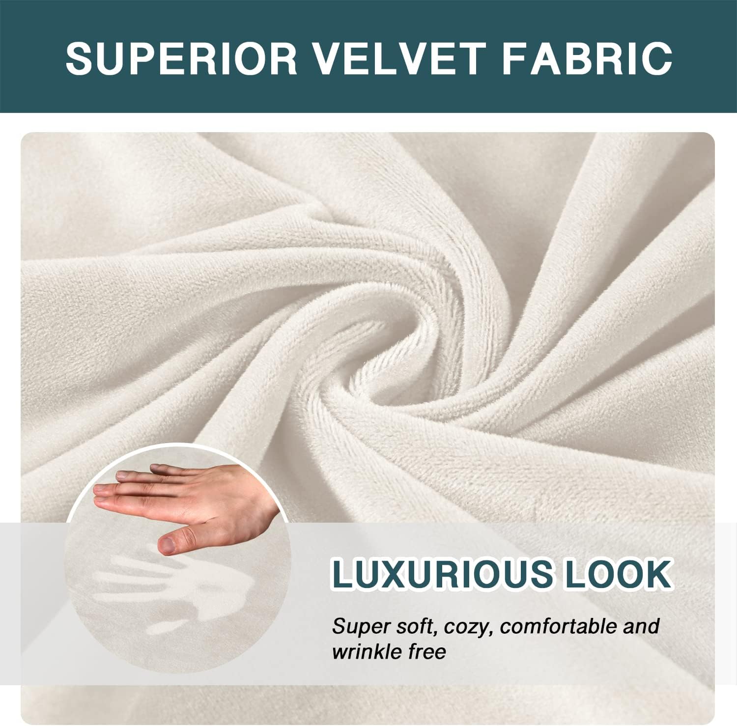 FantasDecor Velvet Chaise Lounge Cover Stretch Double Arm Chair Slipcover for Living Room Bedroom Soft Plush Fabric Machine Washable, Ivory