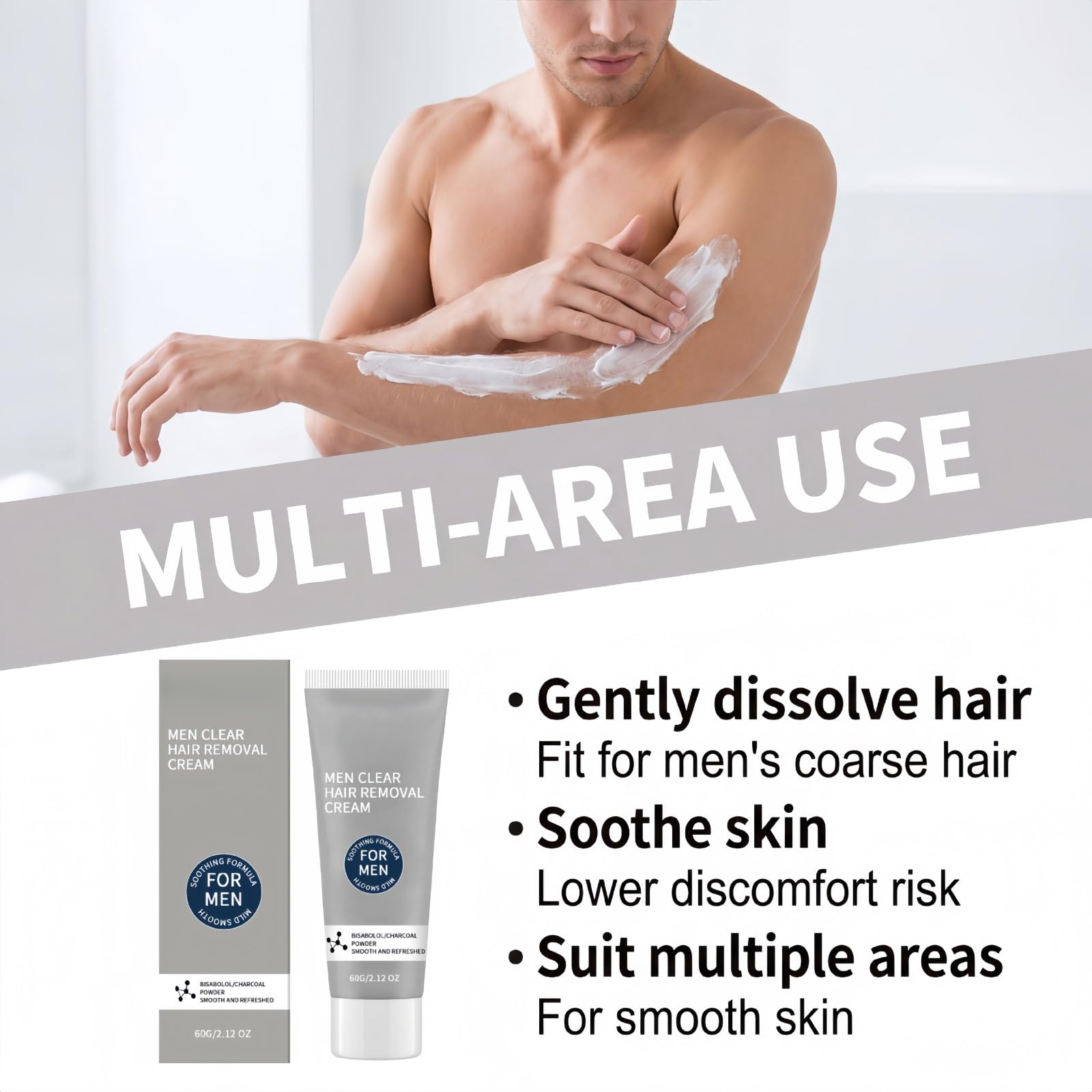 Herren-Haarentfernungscreme, extra sanft für empfindliche Bereiche – Groin, Scrotum und Buttocks – keine Schnitte oder Shaving Buttons