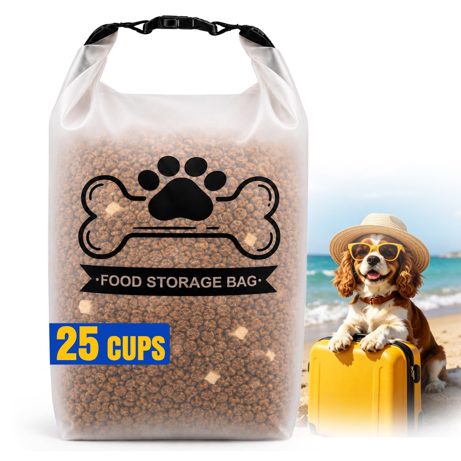 GNEOCO Airtight Dog Food Storage Bag 25-Cup with Roll-Top Closure