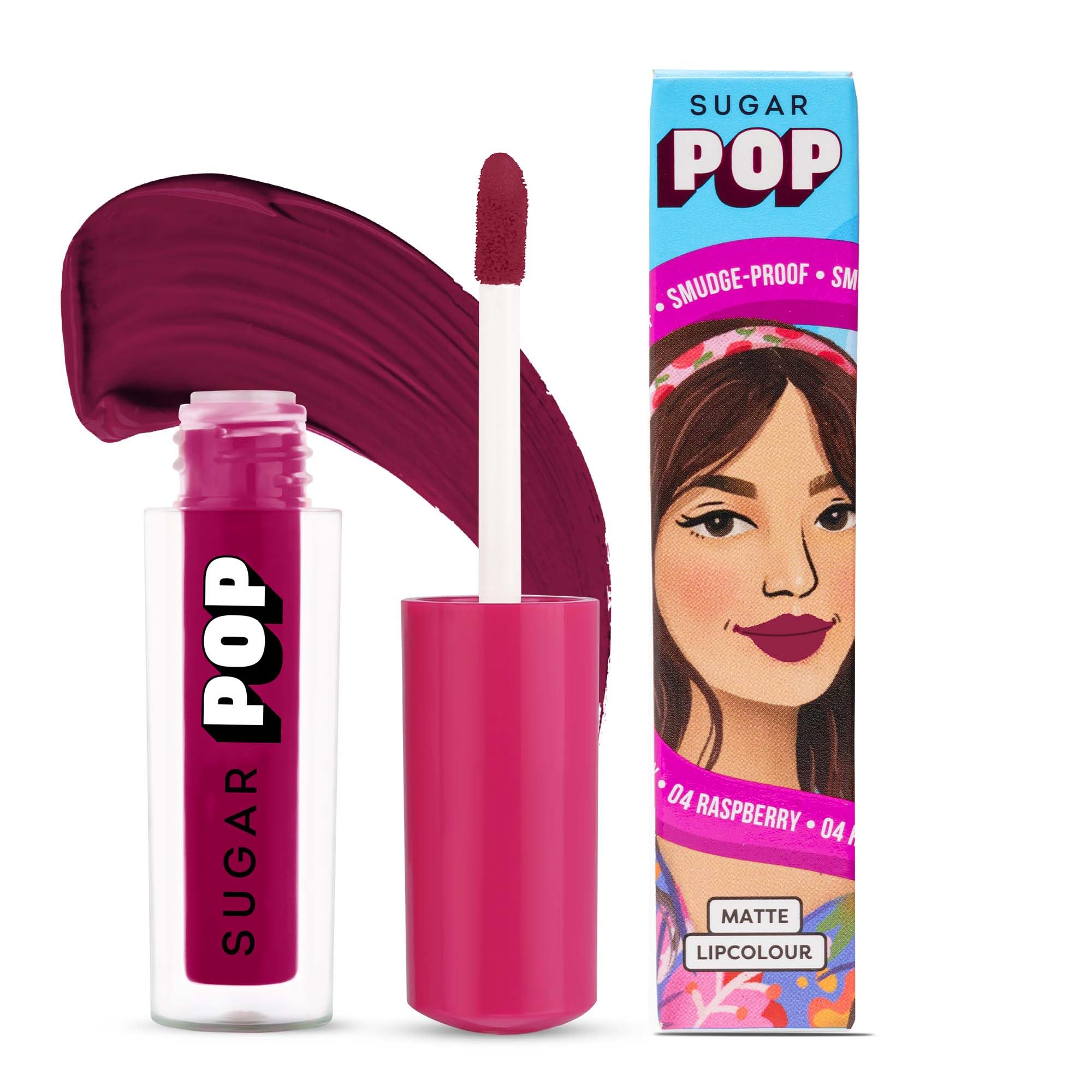 SUGAR POP Matte Lipstick | Smudge-Proof | Vitamin E | Long Lasting 8 Hrs | Lip Colour For Women | 1.6 ml - 04 Raspberry
