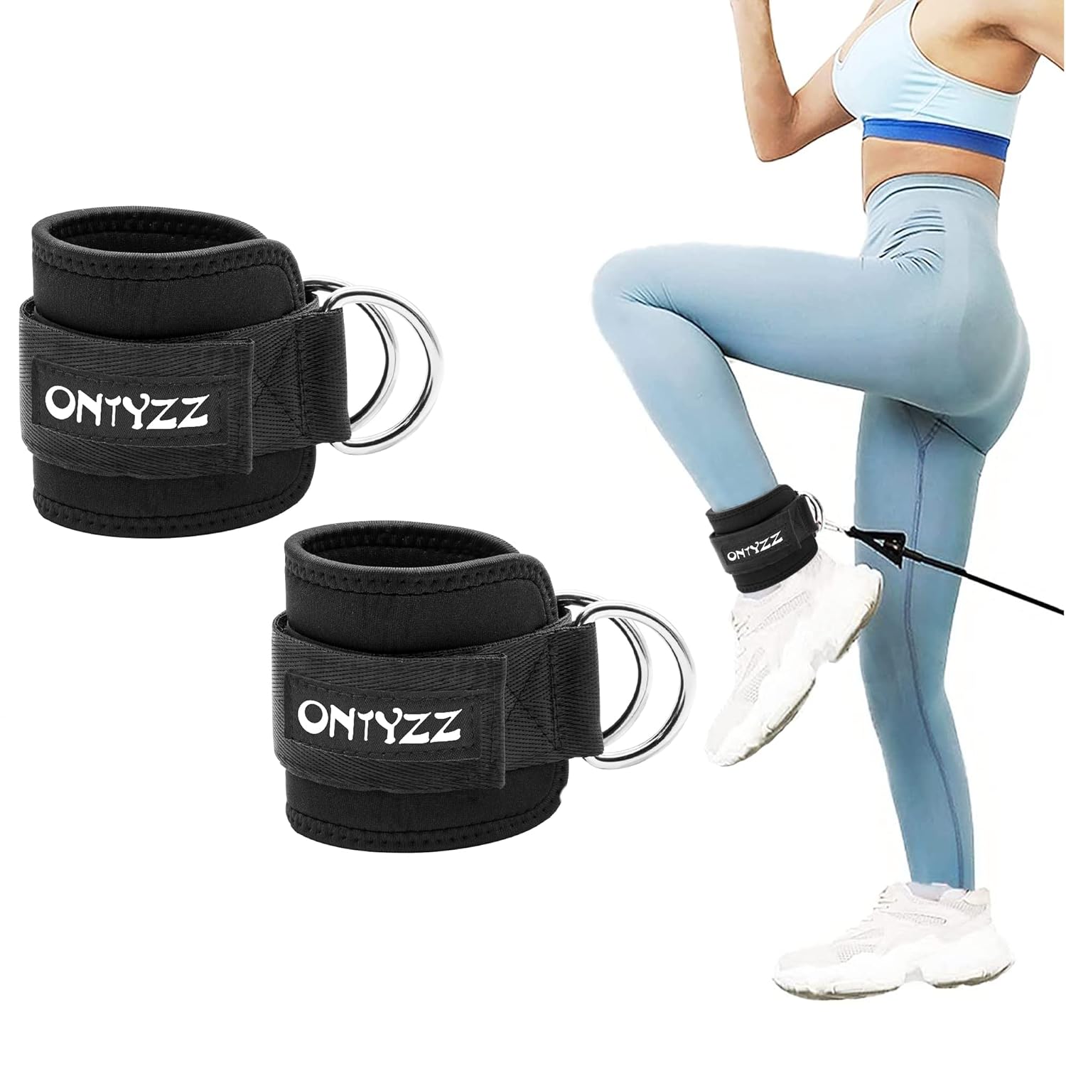 ONTYZZ Ankle Cuff Gym Strap Adjustable Ankle Weights Women Men Ankle
