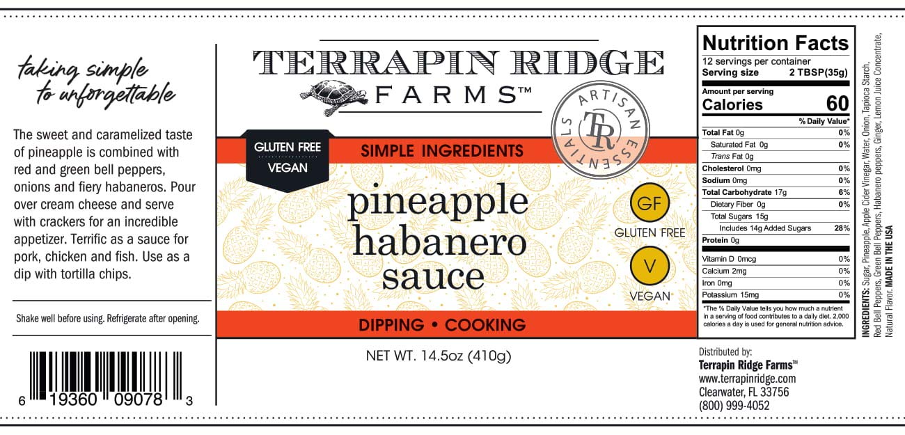 Terrapin Ridge Farms Pineapple Habanero Sauce – Two 14.5 Ounce Bottles