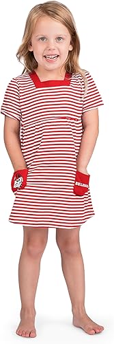 Miniatura 13 de Little King NCAA - Vestido a rayas de manga corta con bolsillos para niñas pequeñas, 100% algodón, tallas 2T, 3T y 4T