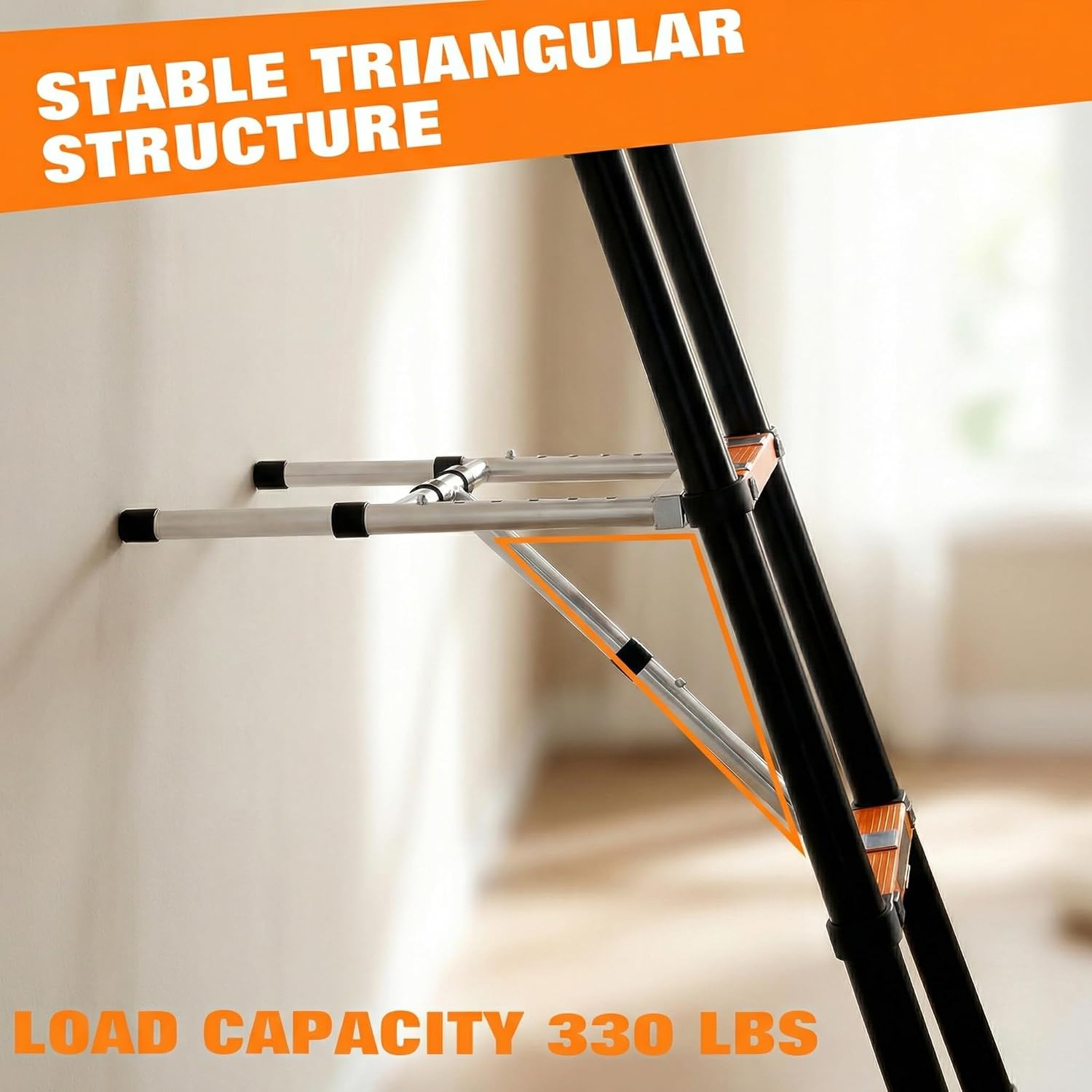 Ladder Stabilizer for Roof and Gutter, Heavy Duty Stainless Steel Stand-Off with Adjustable Extendable Arms, Triangular Support for Painting, Cleaning & Wall Protection, Universal Fit