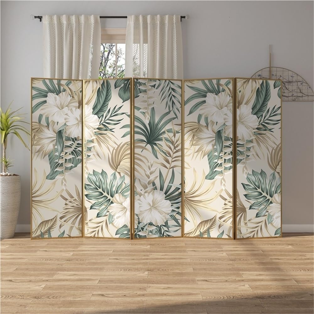 Paravent-Interieur Einfache bodenstehende Trennwand, Hintergrundwand for den Eingang for Wohnzimmer, Faltwand mit Blumenabschirmung for zu Hause