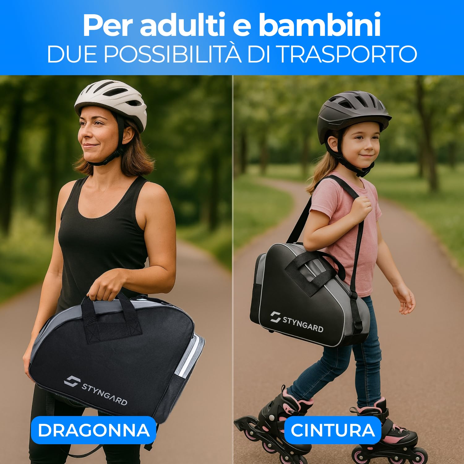 STYNGARD Borsa per pattini da ghiaccio - Borsa pattini ghiaccio e pattini in linea realizzata in materiale resistente - Modello Montreal