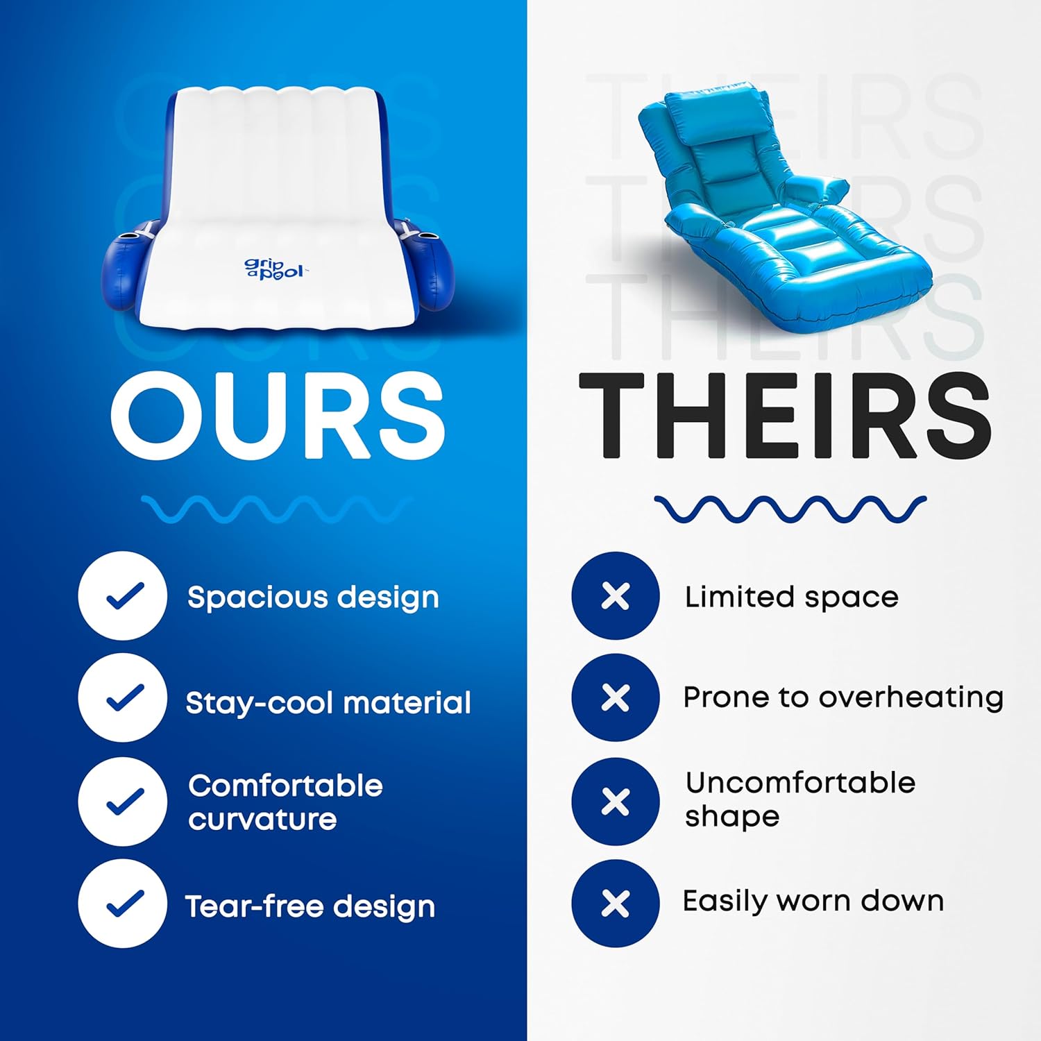 Giant Luxury Pool Float Recliner Chair for 1-2 Adults, Extra Large Heavy Duty Inflatable Pool Floats Adult, Lounger Raft for Pool Floating, Lake, River, Beach - Pool Accessory Lake House Gift