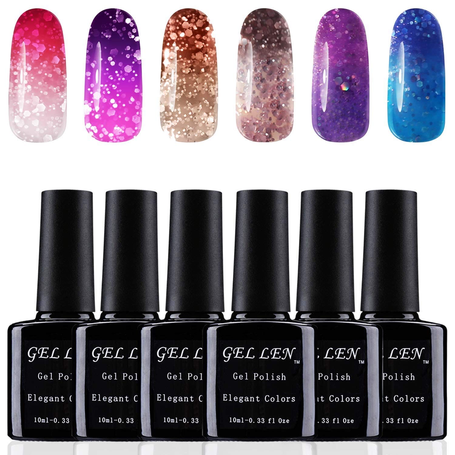 Gellen Gel Nail Polish Set 6 Colors, Temperature Color