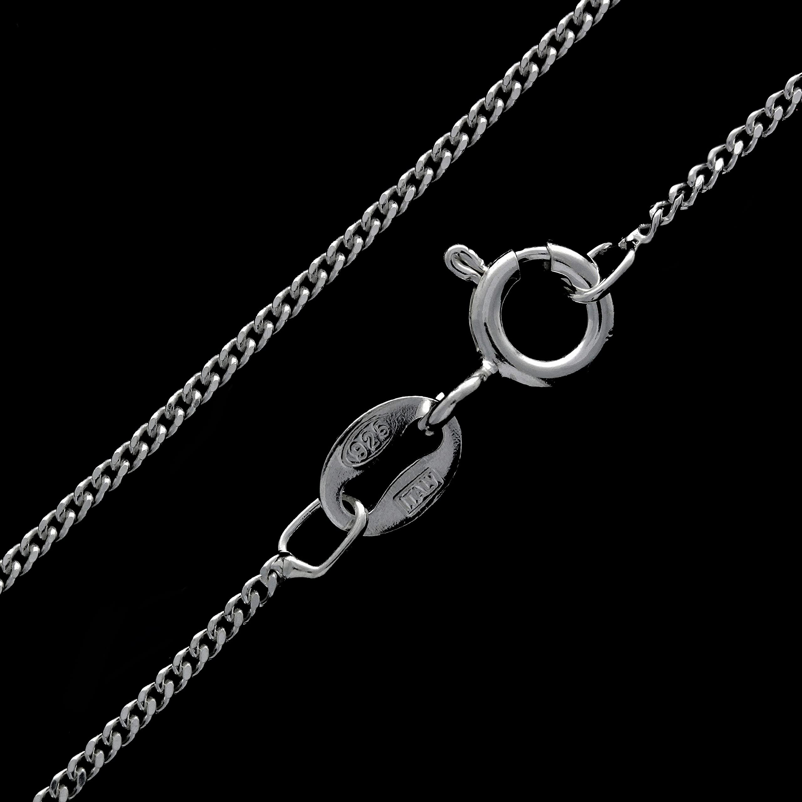 SilverAmber Jewellery Delicado collar italiano con cadena de diamantes y eslabones de eslabones 36, 41, 46, 51, 61, 71, 81, 91 cm, 101 cm, 1,1 mm