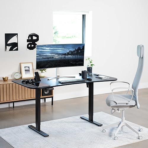 Miniatura 10 de VIVO DESK-KIT-1B1B - Escritorio eléctrico de altura ajustable de 63 x 32 pulgadas, parte superior negra, marco negro, estación de trabajo de pie con