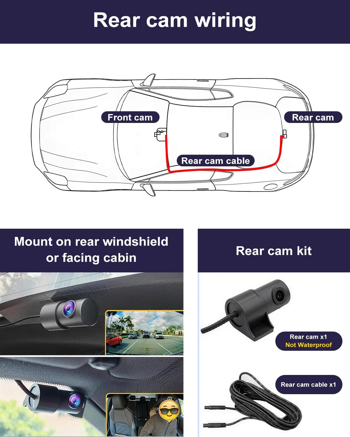 Fitcamx Front 2K+Rear 1080P Dash Cam Adapts for Alfa Romeo Giulia 2025-2027 image 4