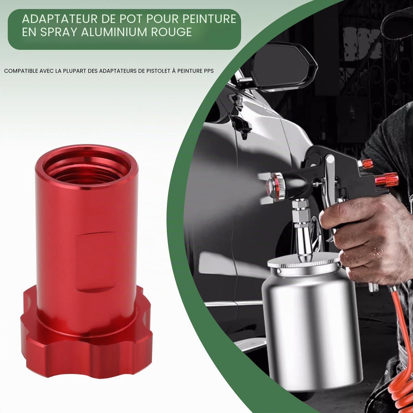 Create idea 2Pcs Adaptateur Tasse Pistolet Pulvérisation 41,4x31,8mm Connecteur Filetage Interne Pistolet Pulvérisation M16x1,5mm Compatible avec PPS Rouge adaptateur Pistolet Pulvérisation