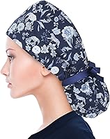 Vista 35 de ABAMERICA Scrub Caps for Women Surgical Caps Nurse Hat Functional Ponytail Holder for Long Hair Single or Satin-Lined