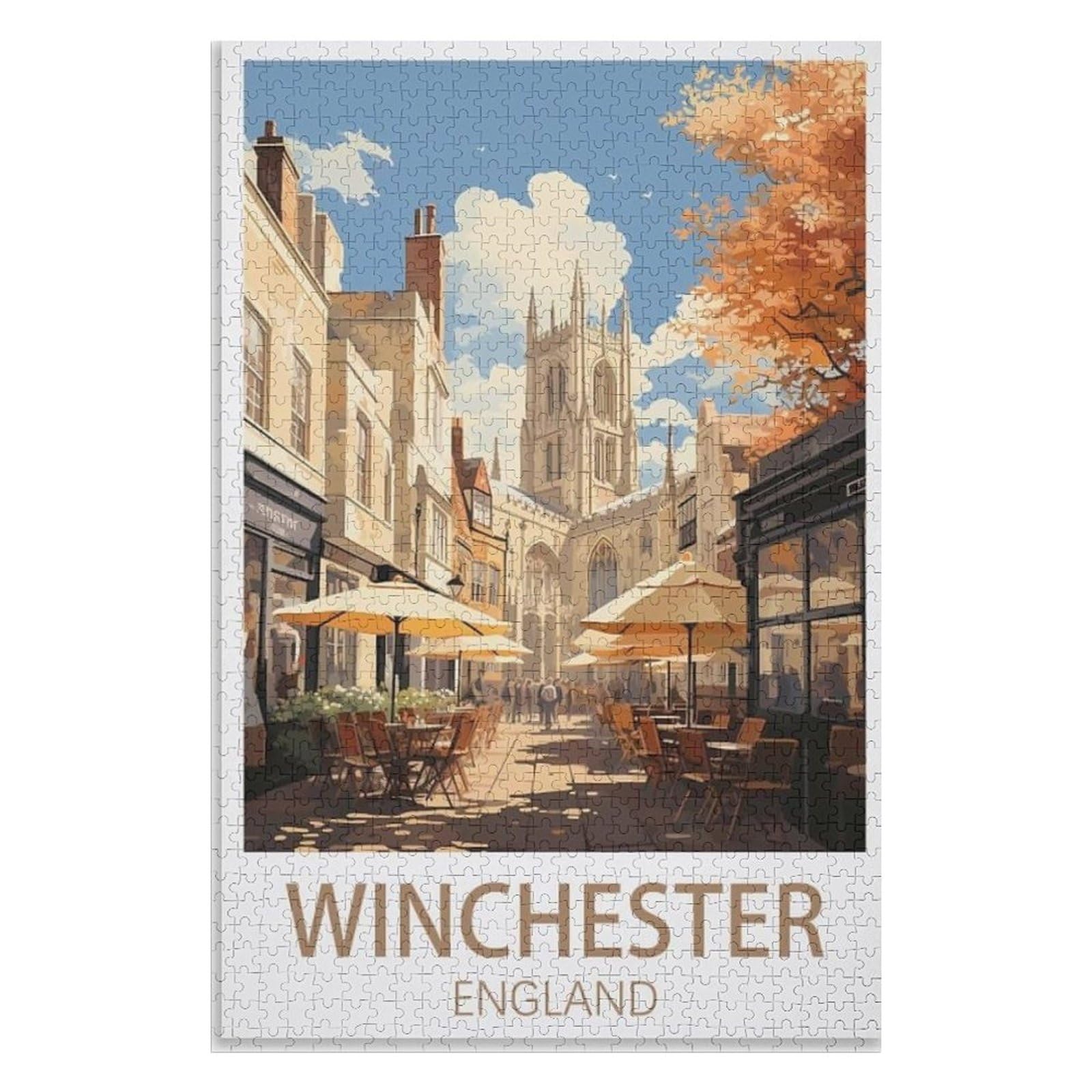 Adult Difficult Challenge Scenery， Winchester England ，Adults 1000 Piece Jigsaw Puzzle- Christmas，70x50，paper puzzle，AA-864