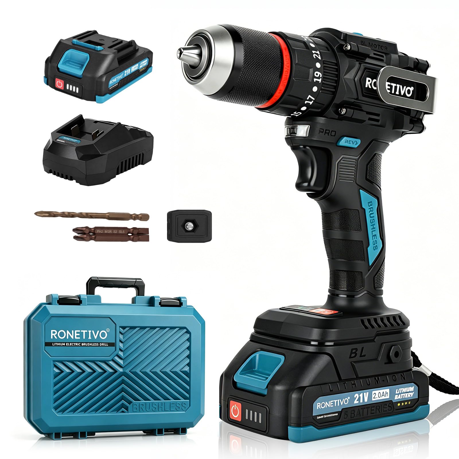 Photo 1 of RONETIVO 21V Cordless Drill Driver