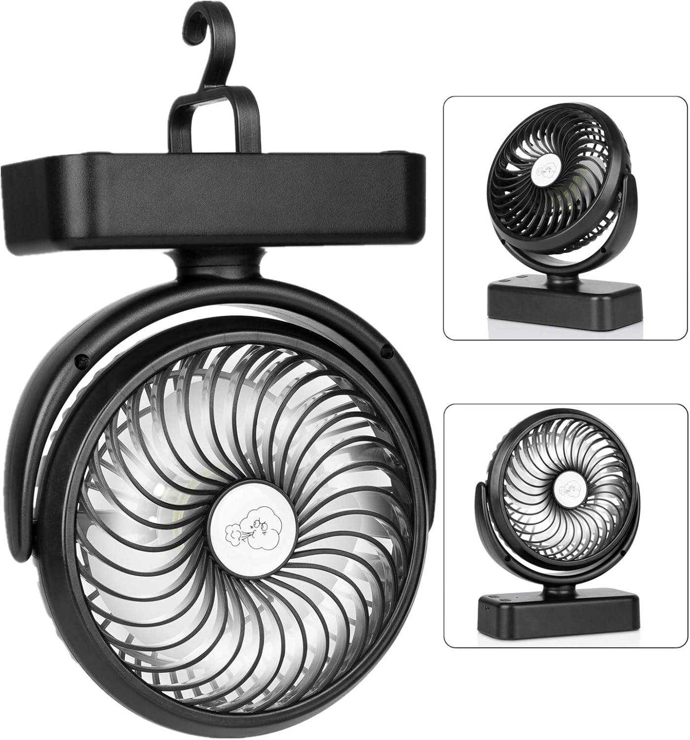 COMLIFE Portable Desk Fan with Led Lights, 4400mAh Rechargeable Battery