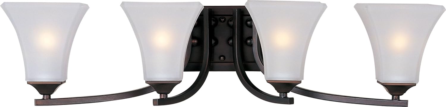 Maxim Lighting Aurora 4-Light Bath Vanity Light | Rubbed Bronze Steel Finish | Contemporary Indoor Light Fixture | Ideal for Bathrooms & Powder Rooms | Dimmable Damp Rated | 20101FTOI