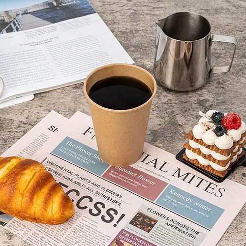 Vista 82 de RACETOP [Paquete de 100] Tazas de café desechables con tapas de 12 onzas, tazas de papel caliente con tapas, taza para llevar con tapa