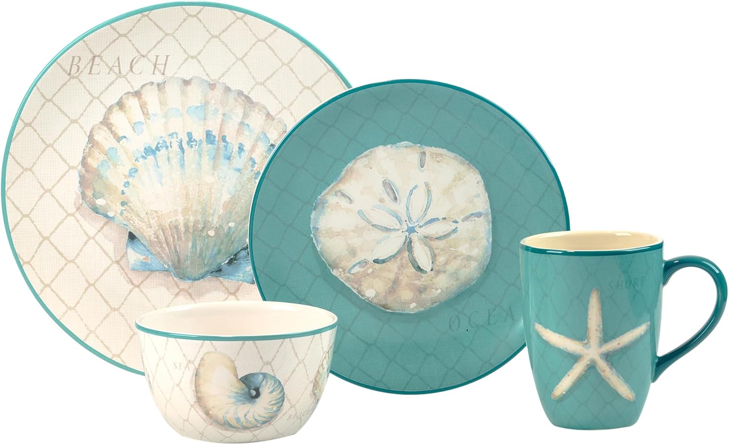Certified International Ocean View 16 Piece Dinnerware Set, Serice for 4