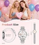 FITFLEX Diamond Smart Watch for Women, 1.32" HD Smartwatch Women with Bluetooth Call Notification, IP67 Waterproof Fitness Watch with Sports Tracking/Sleep Monitor for Android iOS, Silver