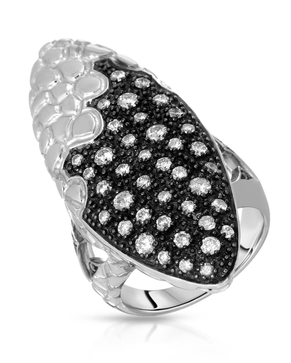 HellmuthSterling Silver 1.24 CTW Color G-H, SI2-SI3 Diamond Cocktail Ring for Women. Ring Size 7.5.