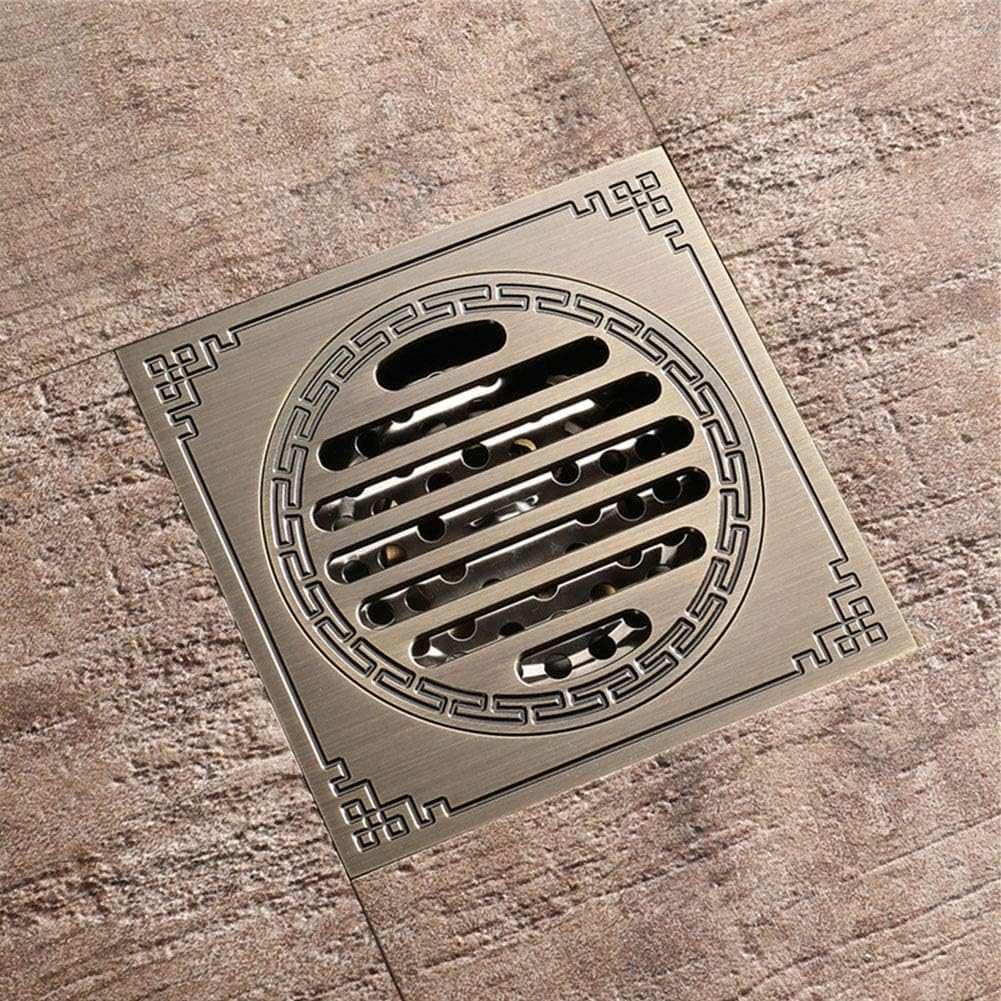 Desagüe de Piso de latón Antiguo, 4 Pulgadas, Cuadrado, para Ducha de baño, desagüe de Piso, colador de desechos para baño, Cocina, Porche