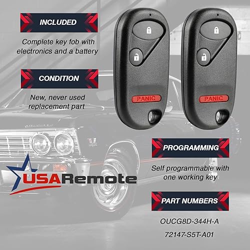 Miniatura 3 de Llavero compatible con Honda CR-V 2002-2004  Civic Si 2002-2005  2005-2011 Element Control remoto de entrada sin llave (OUCG8D-344H-A), juego de 2