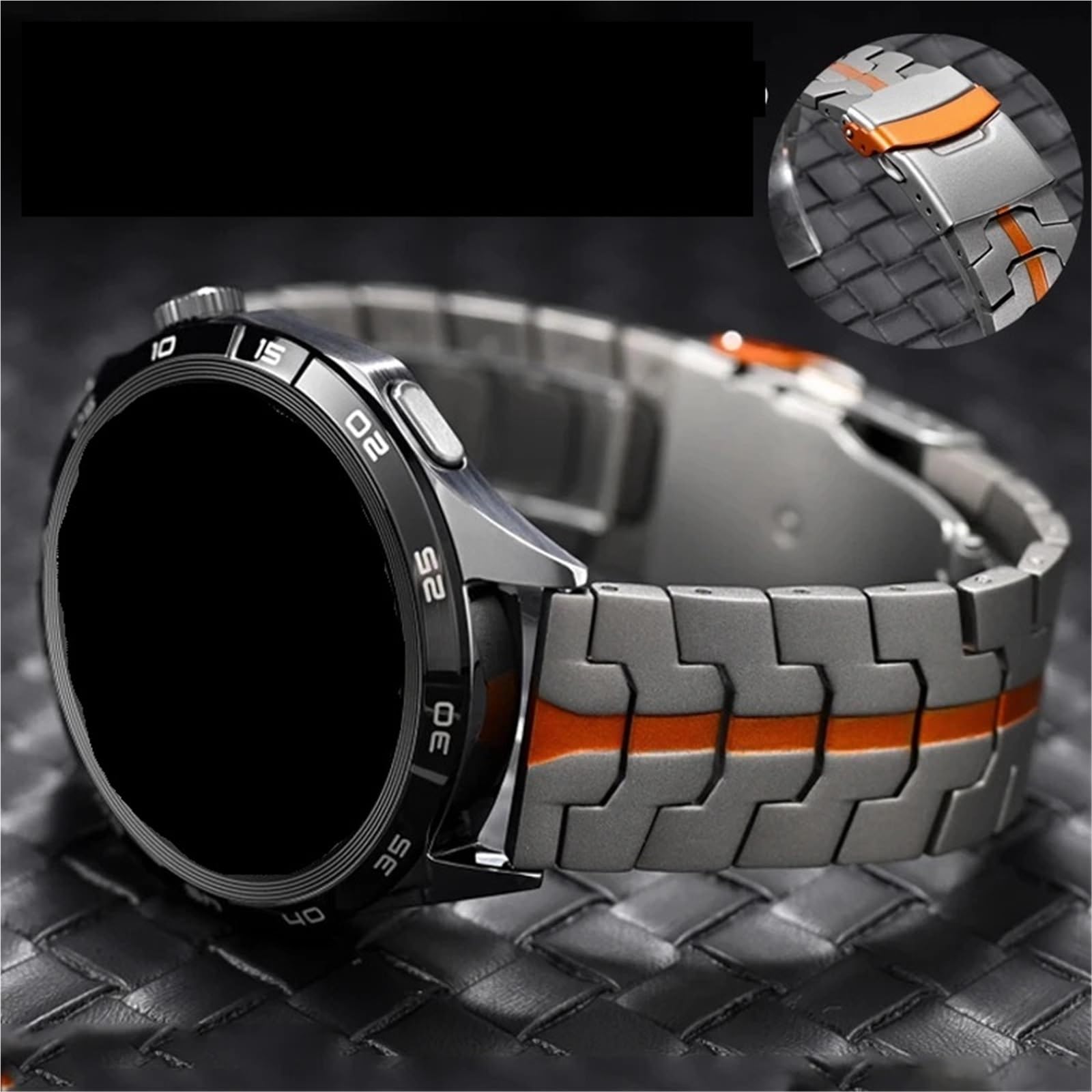 Edelstahl-Uhrenarmband, 20 mm, 22 mm, Metall-Ersatz (silber-orange_22 mm)