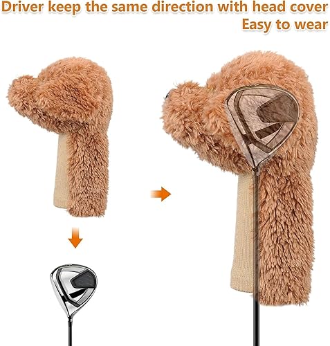 Miniatura 7 de Bozily Fundas de golf, fundas para la cabeza de garabato, fundas para cabeza de palo de golf para perros y garabatos dorados, adorable y suave
