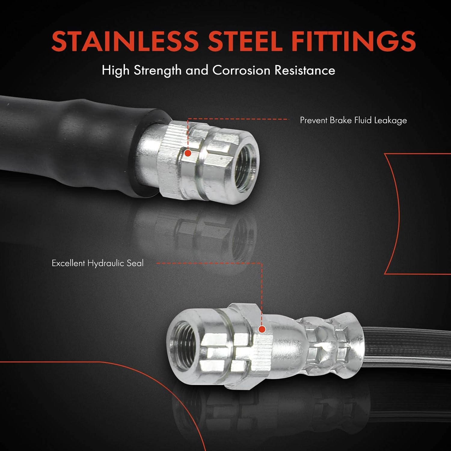 A-Premium Rear(Inner) Side Brake Hydraulic Hoses Compatible with Audi, Volkswagen Models - Jetta2005-2012/2014-2018, Passat 2016-2010, A3 (Quattro), Beetle, CC, Golf R, GTI, R32, Rabbit - Pack of 2