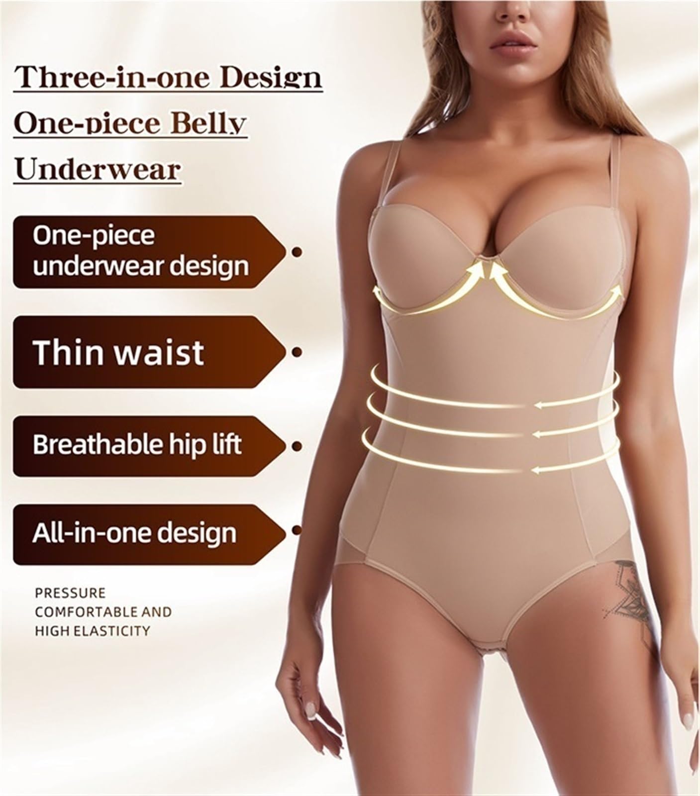 MOCHAMIK Body dla kobiet Bielizna modelująca brzuch Bezszwowe stringi Body V Neck Topy modelują bez pleców