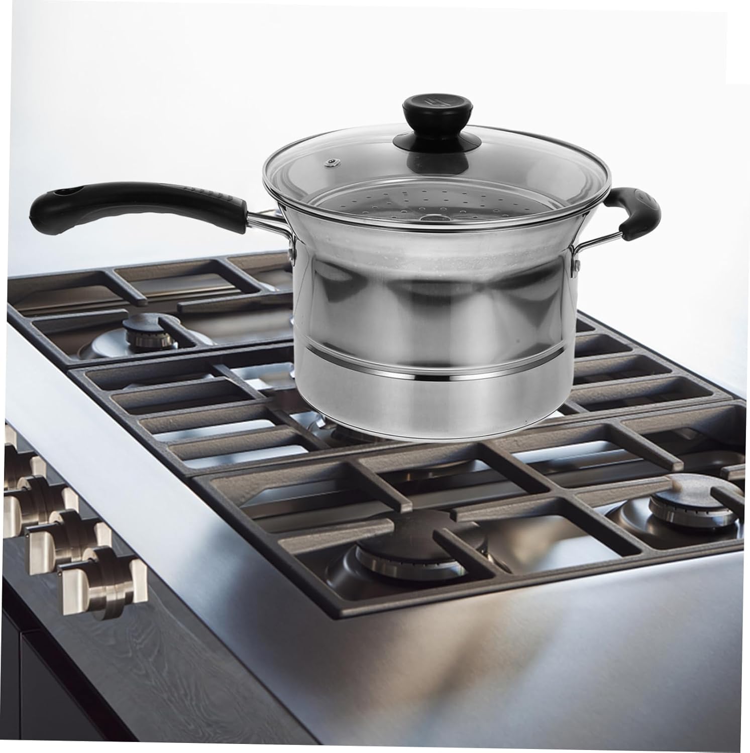 OUNONA Deep Fryer Pasta Strainer Basket Stainless Steel Soup Pot Gothic Steel Small Saucepan Handle Ramen Noodle Pot