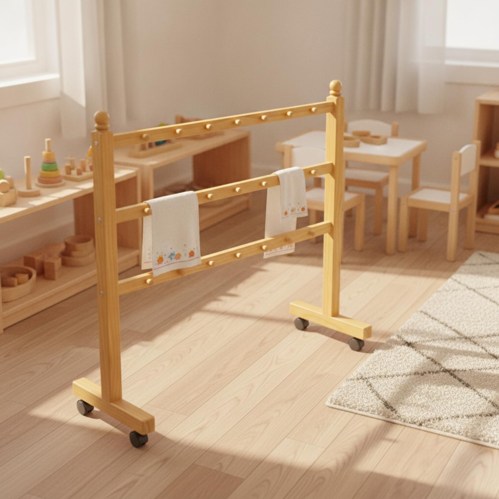 Toallero con RU | Minimalista, Toallero Infantil con Perillas Redonadas, Elegante, para Preescolares