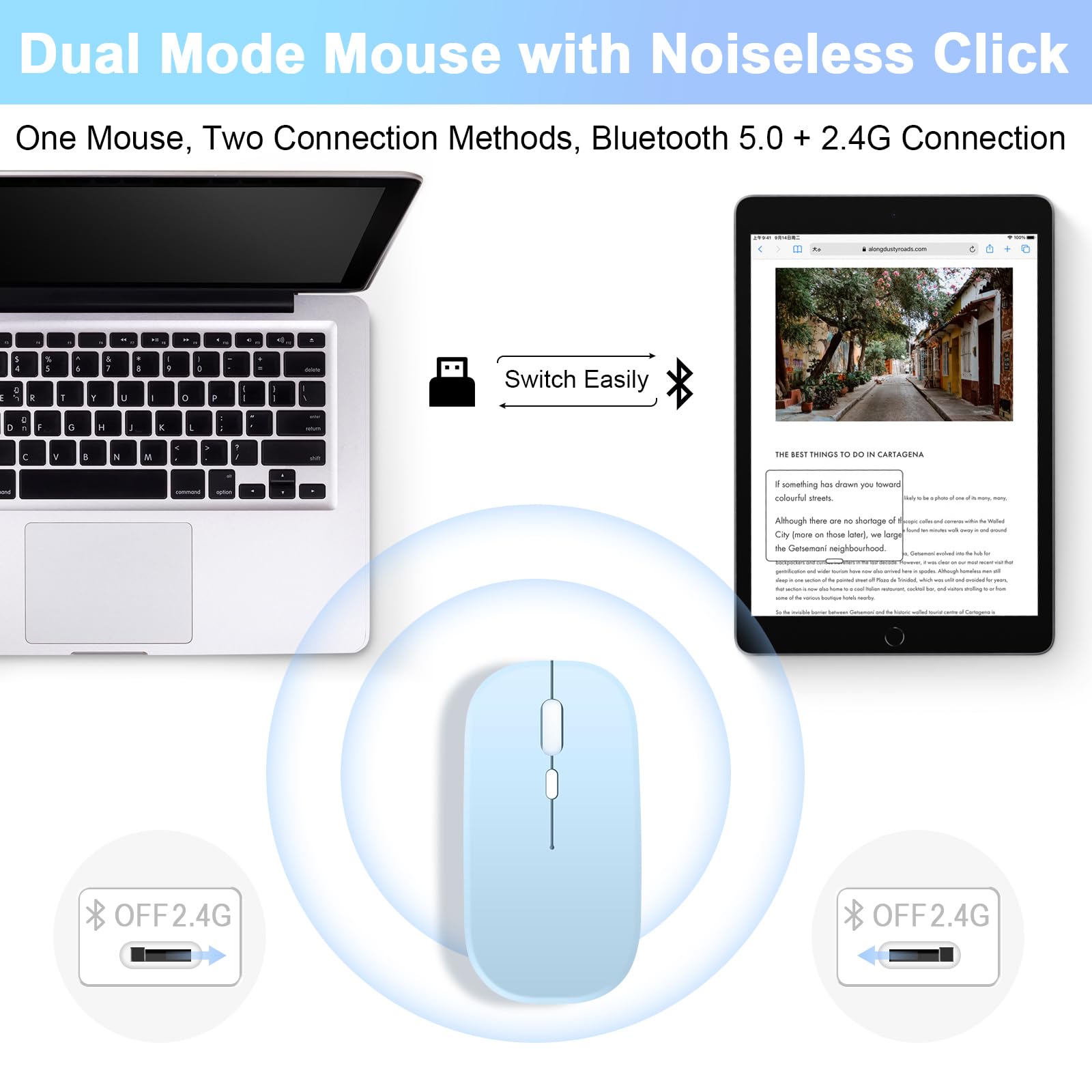 SOPPY Custodia con Tastiera e Mouse per iPad 11a Generazione (A16) 11 Pollici 2025, 10a Gene 10,9 Pollici 2022, cover Protettiva Staccabile, con Slot per Penna Stilo, Layout Italiano - Blu
