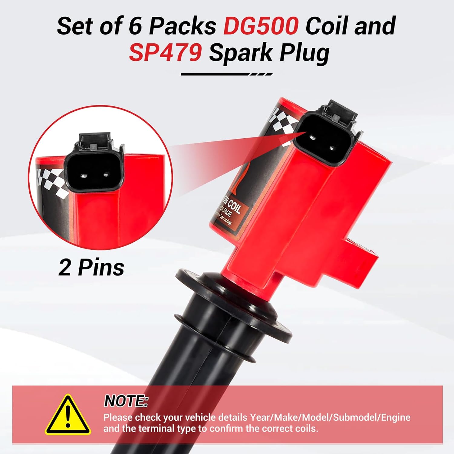 CarBole 6 Ignition Coil Packs DG500 FD502 and Spark Plugs SP493, Replacement for Ford Escape Freestyles Taurus, Mercury Mariner Montego Sable, OE# UF406 DG513 FD495 C1458 C1387