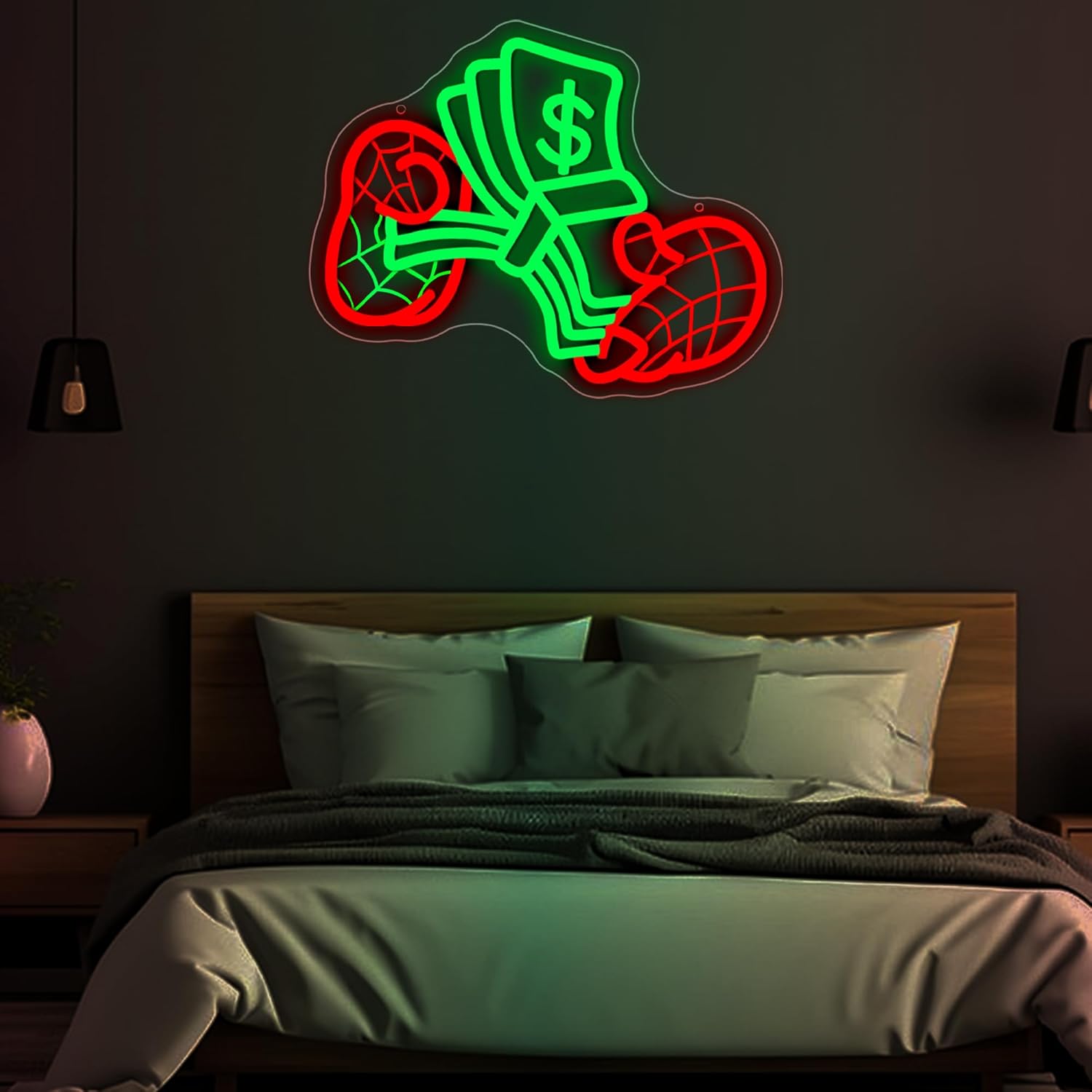Money Neon Sign for Wall Decor Dimmable Dollar Neon Light for Man Cave USB Power LED Money Sign for Casino Bar Shop Gym Game Room Bedroom Pub Party Christmas Birthday Gifts Size 13.7* 11.3In (WZCP180) - Image 6