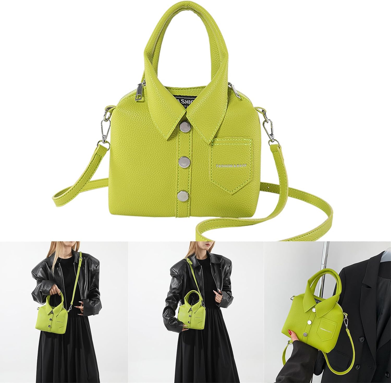 Crossbody Bag for Women Fashion PU Leather Funny Shirt Shape Shoulder Purse Top Handle Handbag with Adjustable Strap - Image 4