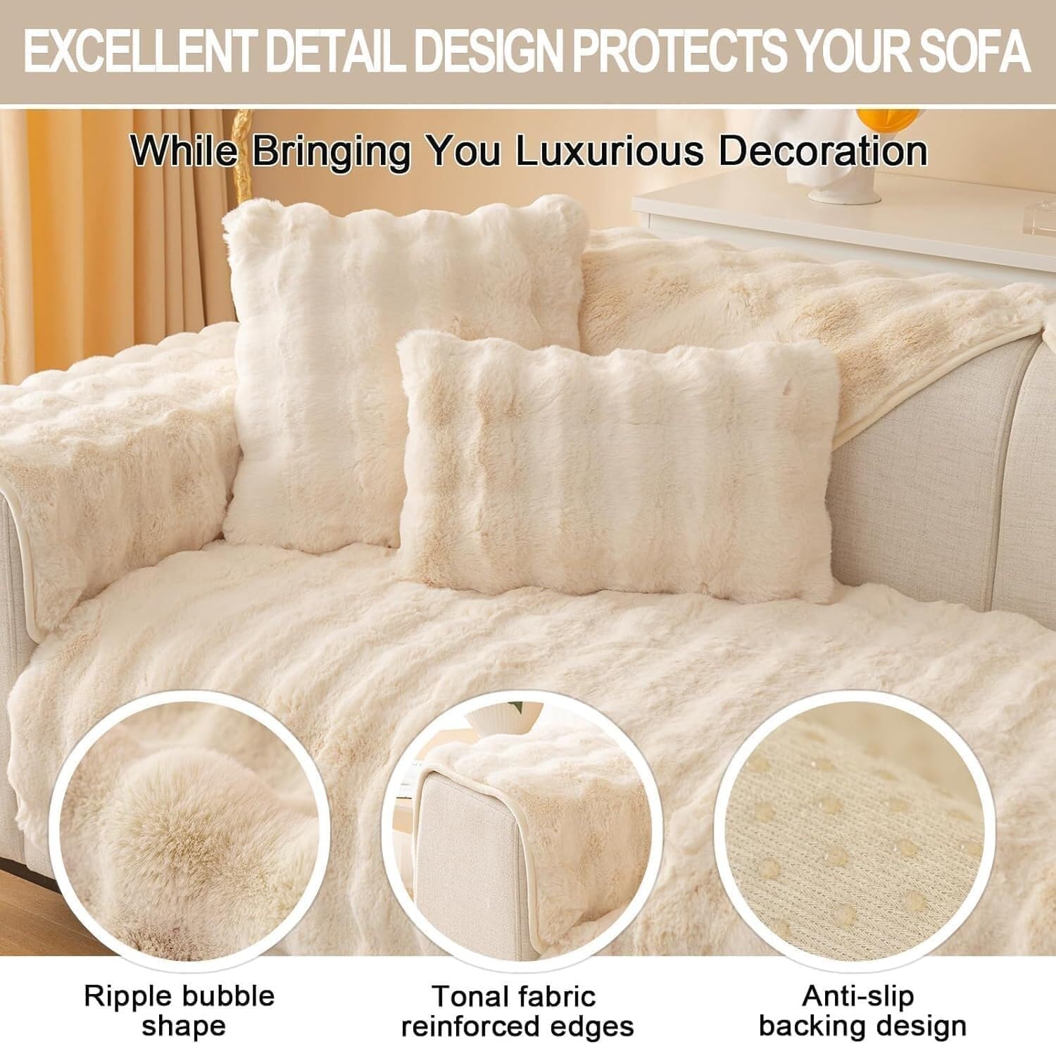 Sectional Couch Covers Plush L Shape 1/2/3/4 Seater Corner - Non-Slip Sofa Protector for Dogs - Universal