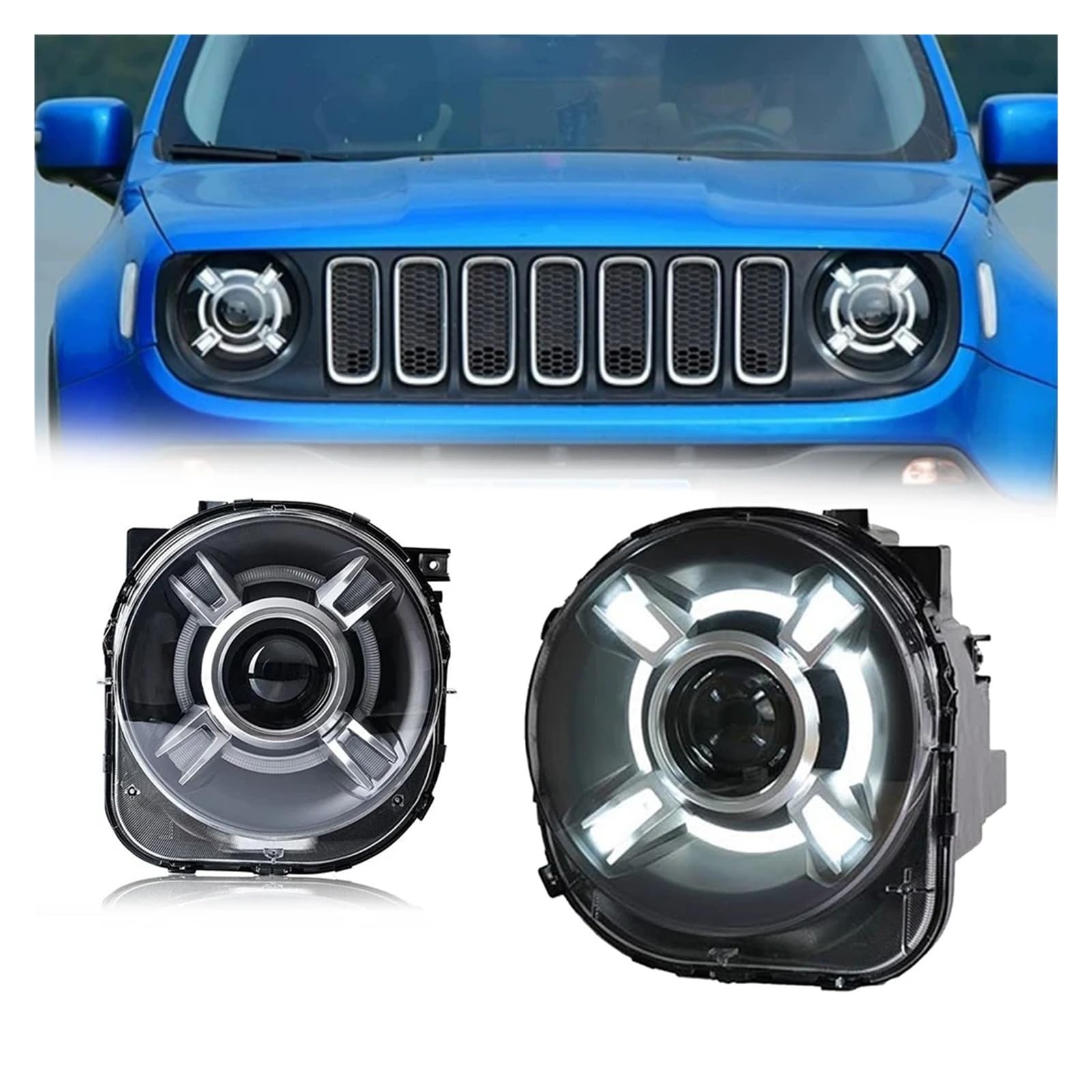Pasuje do Jeep Rene//gade 15-21 Led DRL reflektor samochodowy montaż sygnału akcesoria samochodowe zmodyfikowana lampa reflektory LED