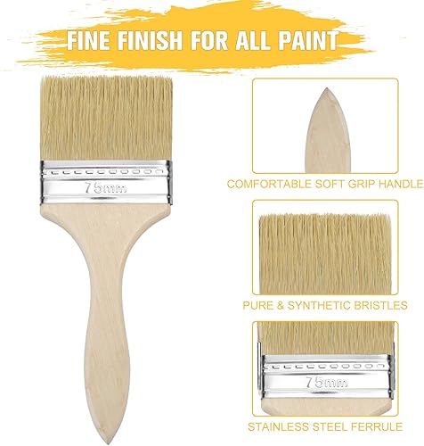 Miniatura 10 de 96 pinceles de pintura para pared, pinceles de pintura a granel, cerdas naturales con mango de madera para pintar, juegos de pinceles planos para