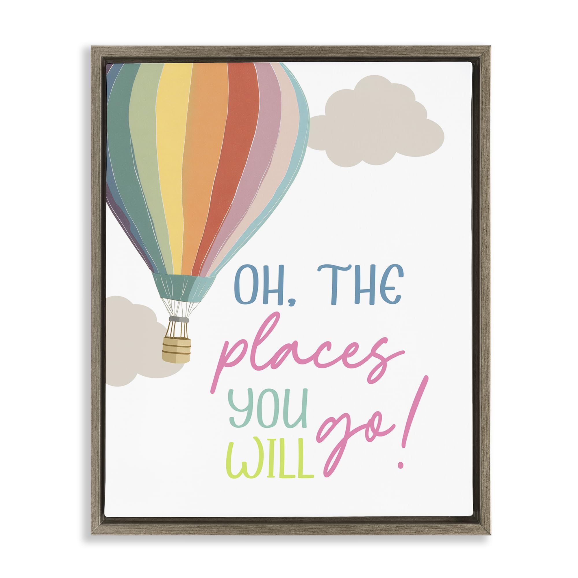 Stupell Industries 'The Places You Will Go', Floating Frame Canvas Art, Brown, 25 x 31 Inches, Easy to Hang and Sturdy, Made in USA, by Christine Simpson Art