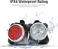 Vista 7 de Juego de faros LED para bicicleta recargables USB y luces traseras LED (juego de 2 luces)
