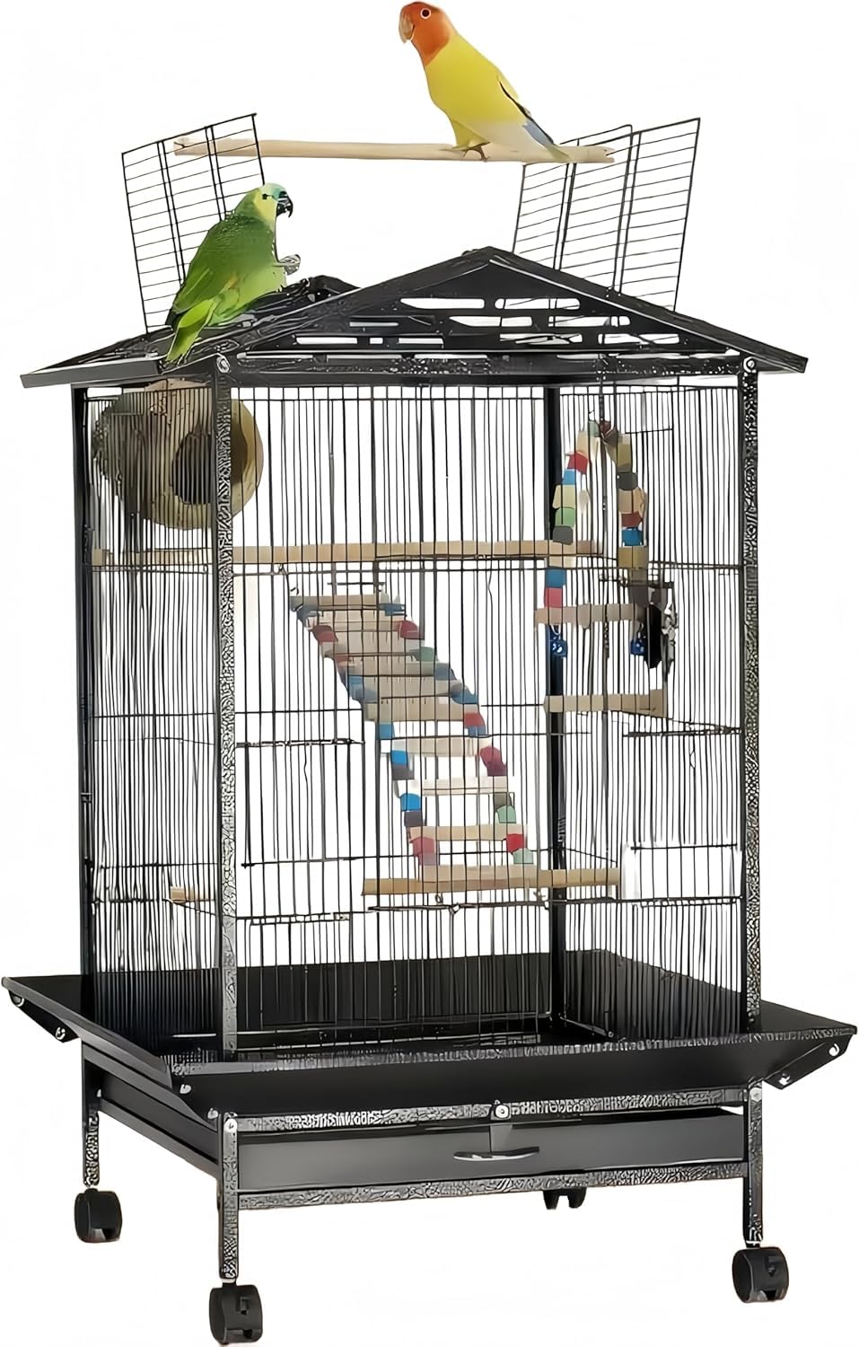 ステンレス製鳥かご 餌入れ4個付き Amazon | TUIYIDUO 鳥ケージ 鳥かご 大型 バードゲージ 高強度 豪華