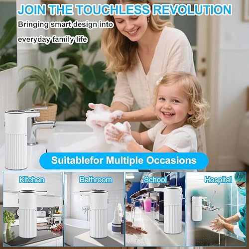 Miniatura 7 de HOMELYLIFE Dispensador automático de jabón espumoso, dispensador de jabón sin contacto de 13.53 oz13.5 fl oz con 4 niveles ajustables, dispensador