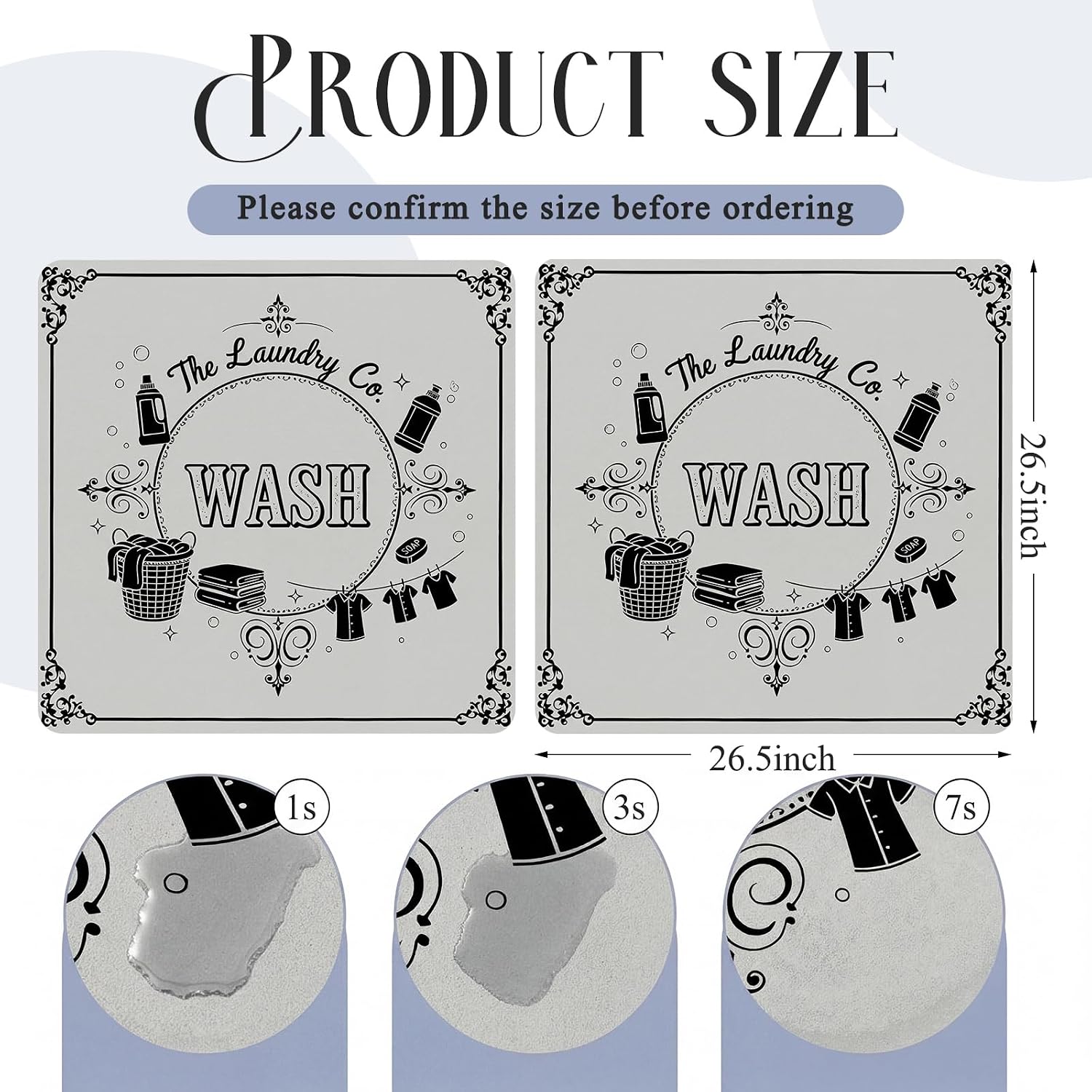Teenyyou 2 Pcs Washer and Dryer Covers Top Protector Mat Non Slip Washing Machine Dustproof Quick Drying Protective Dust Cover Pad for Laundry Room Kitchen(26 x 26 Inch,Elegant Frame Gray)