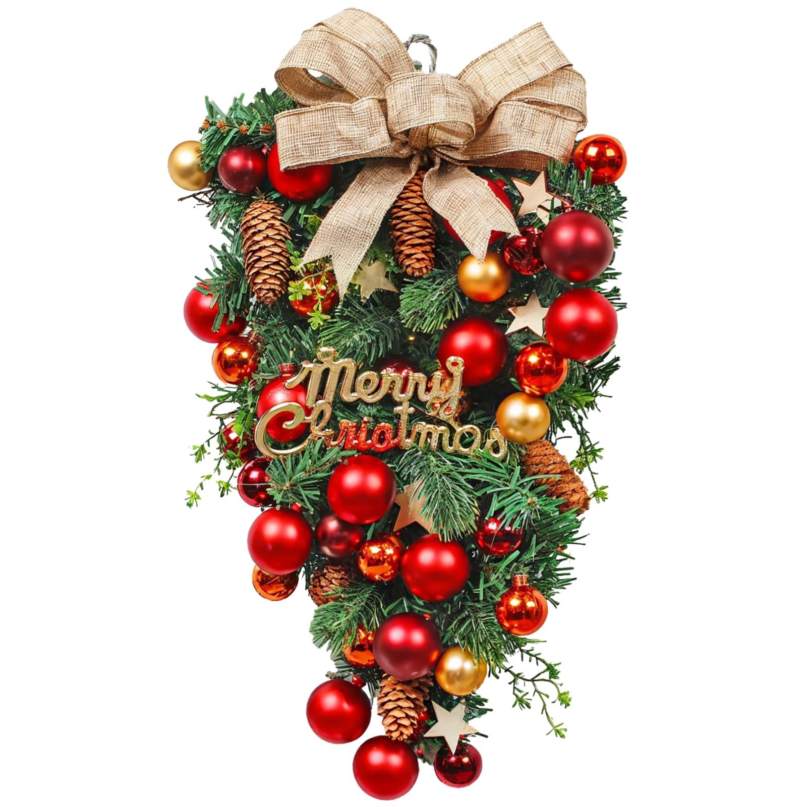 Guirlande de pin artificielle de Noël 61cm avec pommes de pin et ornements