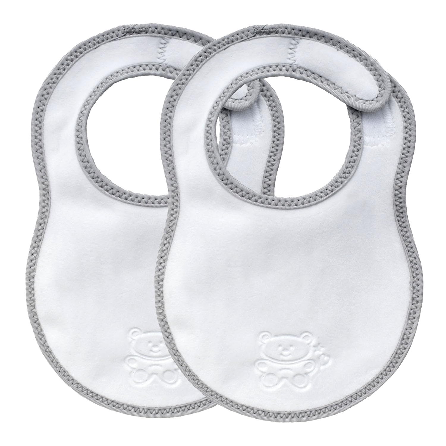 Bibetta White Newborn Bibs 2 Pack - Soft Plush & Waterproof Baby Bibs For Newborns Feeding And Dribble (White)