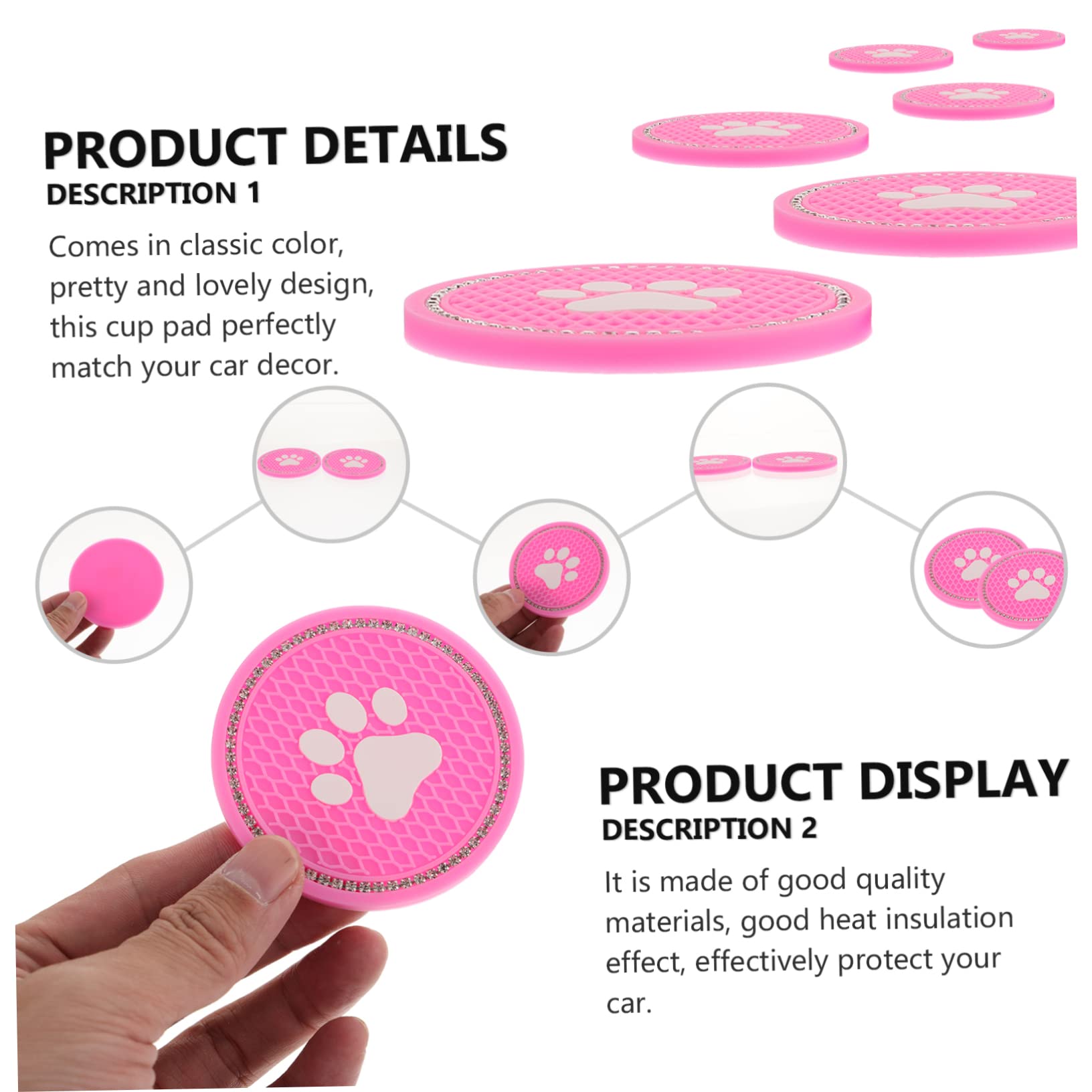 FELTECHELECTR 2 Coasters Cat Claw Pattern Diamond Coasters Heatproof Cup Mats for Mugs Tea Cups Wine Glasses