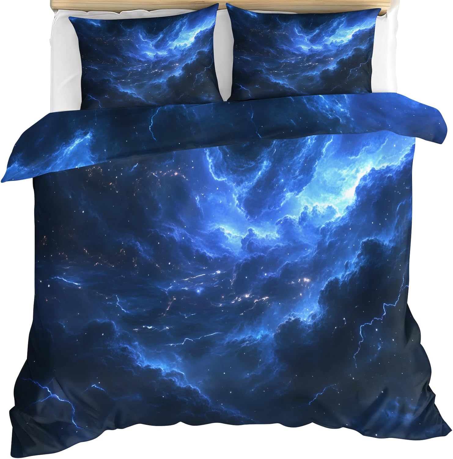 Full Size Duvet Cover Cosmic Nebula Print Duvet Cover Lightning Comforter Cover Night Sky Bedding Teens & Guest Room Decor (Reversible Printing)